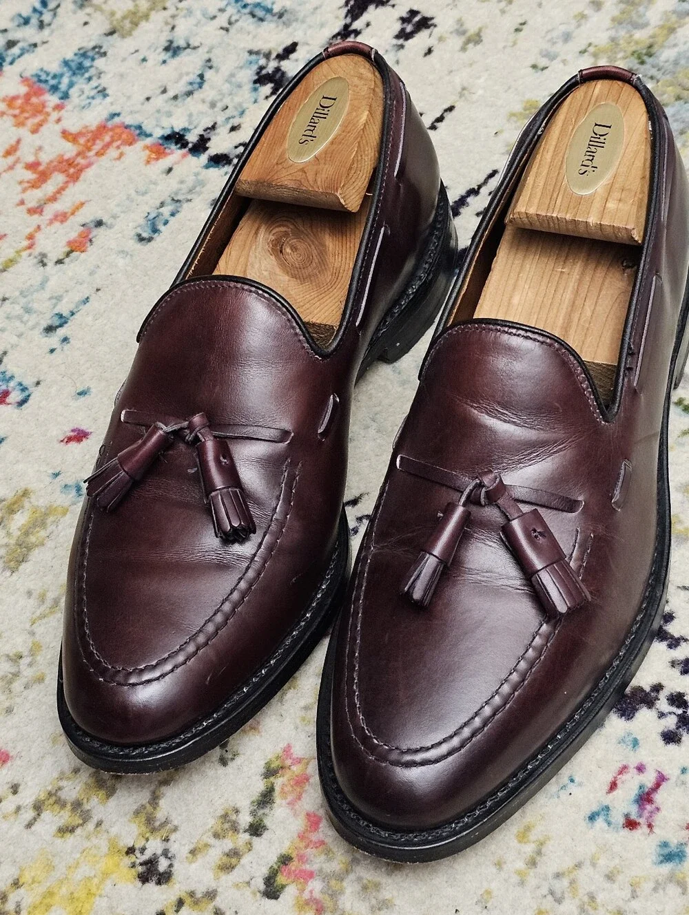 Allen Edmonds Grayson Tassel Loafers Men's Dress Shoes 8.5 D Burgundy Oxblood